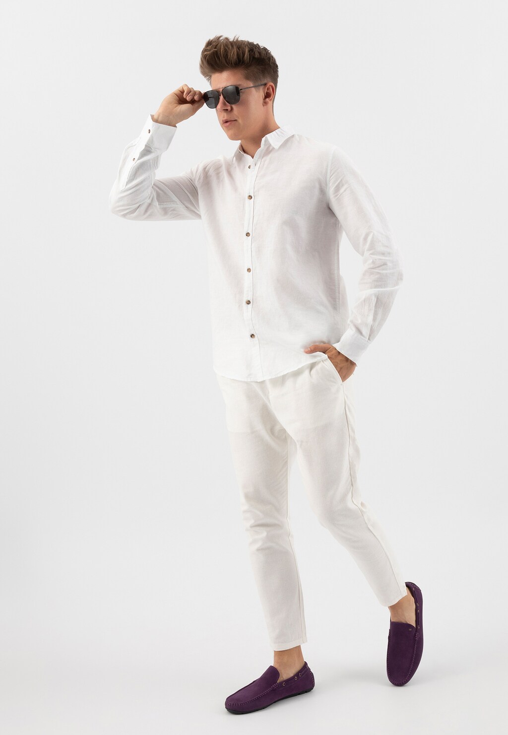 Fialové pánské letní boty z kvalitní velurové kůže 10047-79 Widok 7