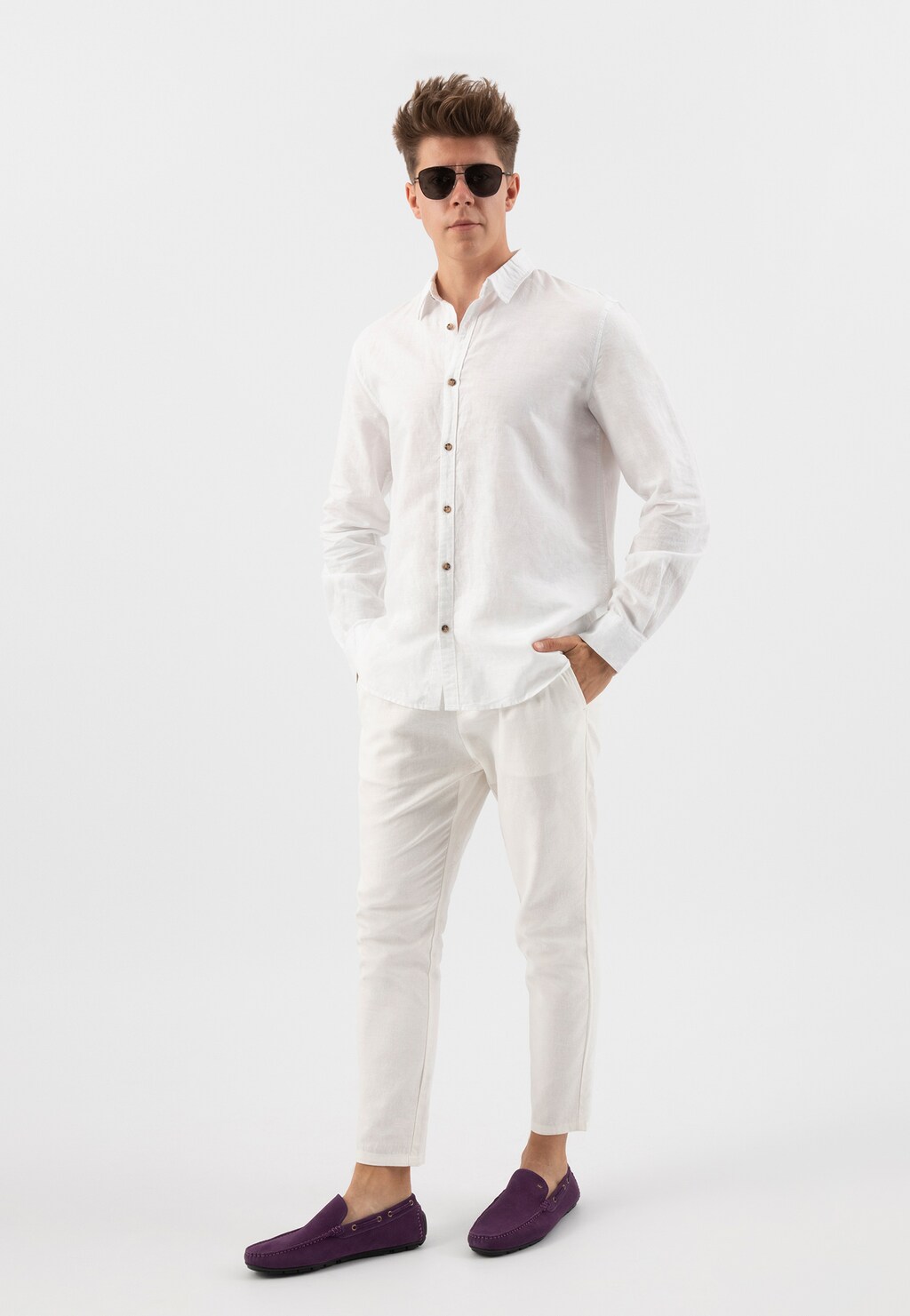 Fialové pánské letní boty z kvalitní velurové kůže 10047-79 Widok 9