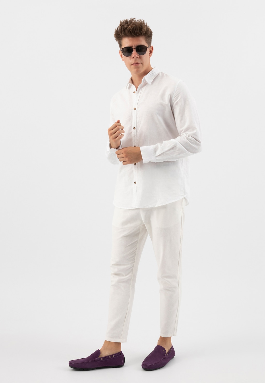 Fialové pánské letní boty z kvalitní velurové kůže 10047-79 Widok 1