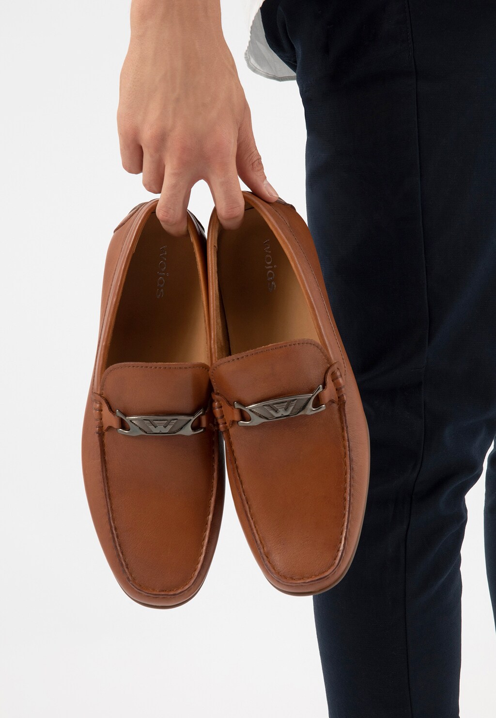 Brązowe mokasyny męskie ze skóry licowej 10102-52 Widok 8
