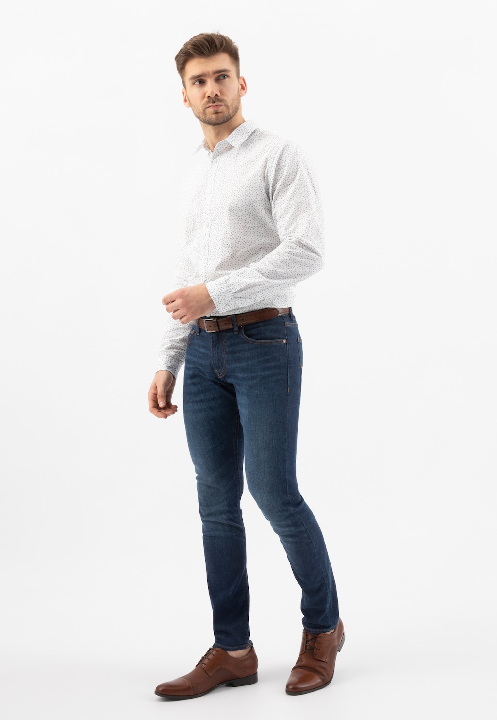 Brązowe eleganckie półbuty męskie w stylu formal 10106-52 Widok 7