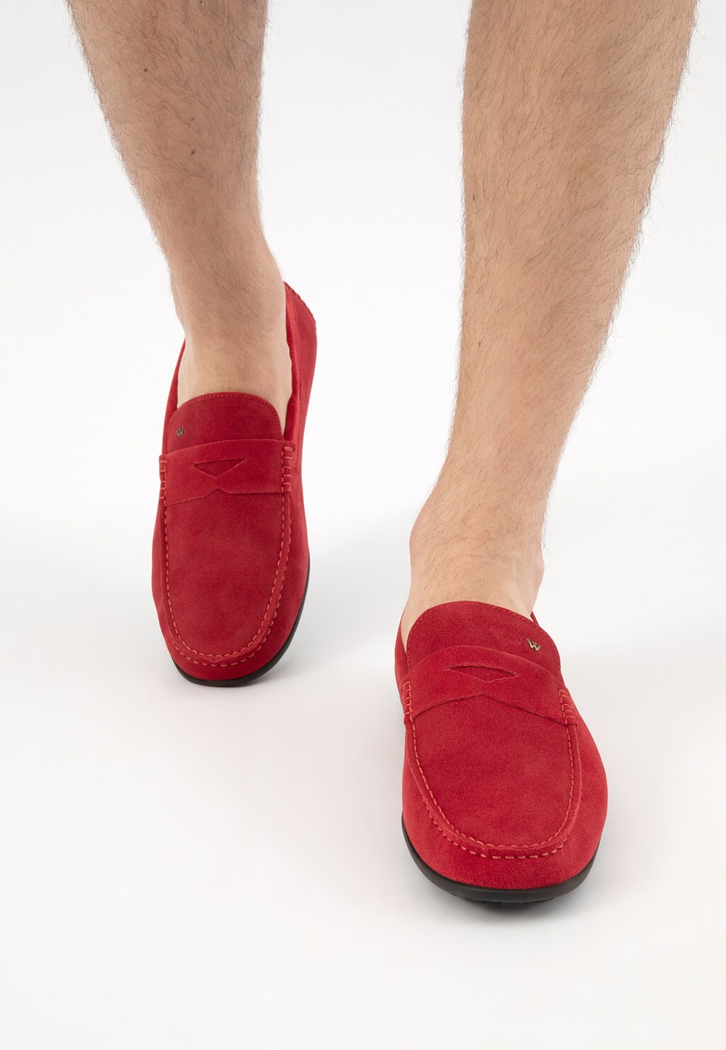 Czerwone wsuwane mokasyny męskie 10116-65 Widok 8