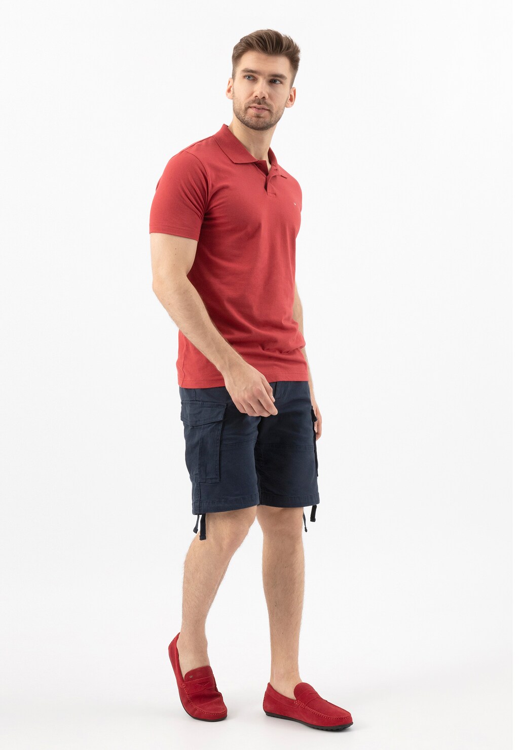 Czerwone wsuwane mokasyny męskie 10116-65 Widok 9