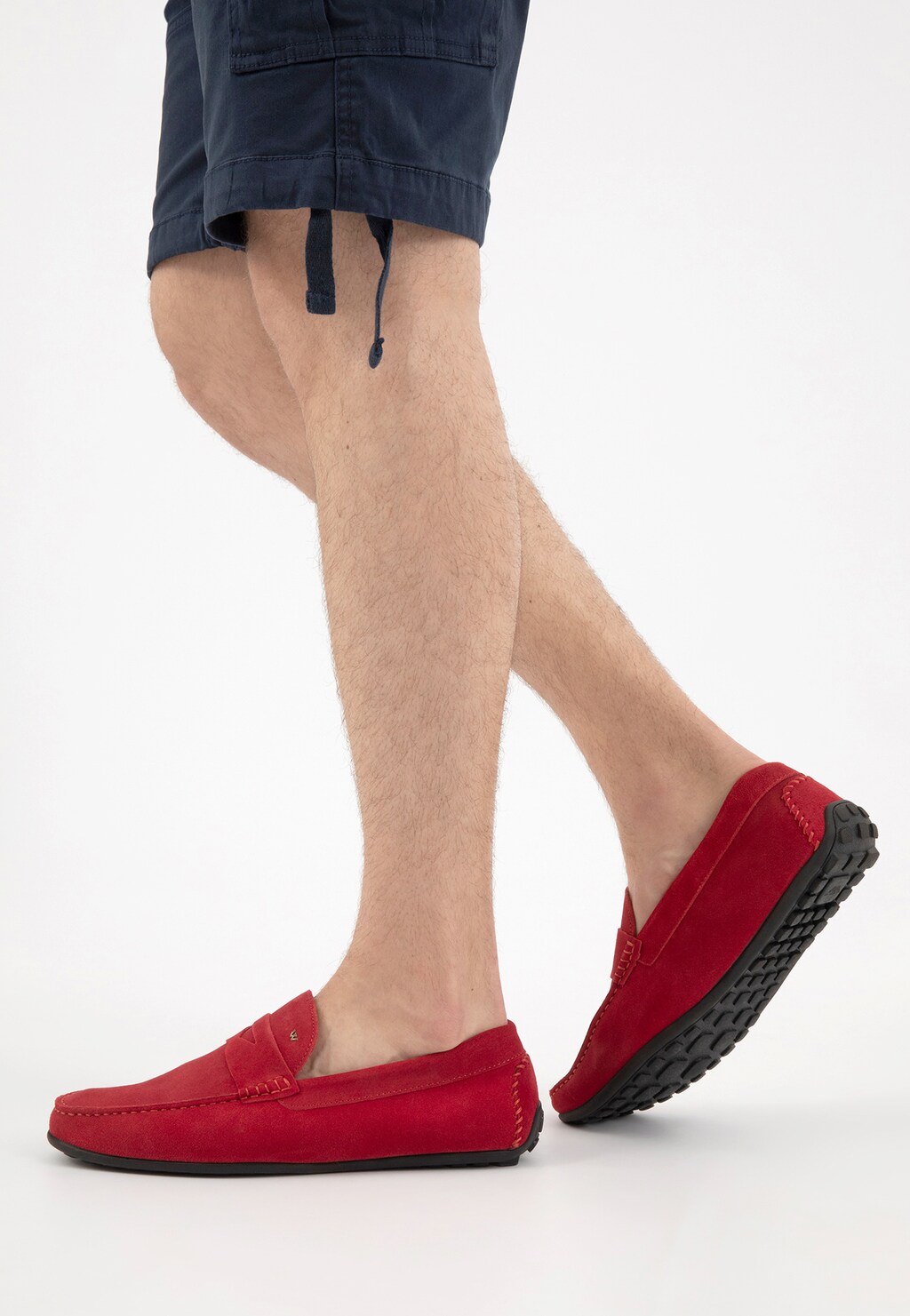 Czerwone wsuwane mokasyny męskie 10116-65 Widok 10
