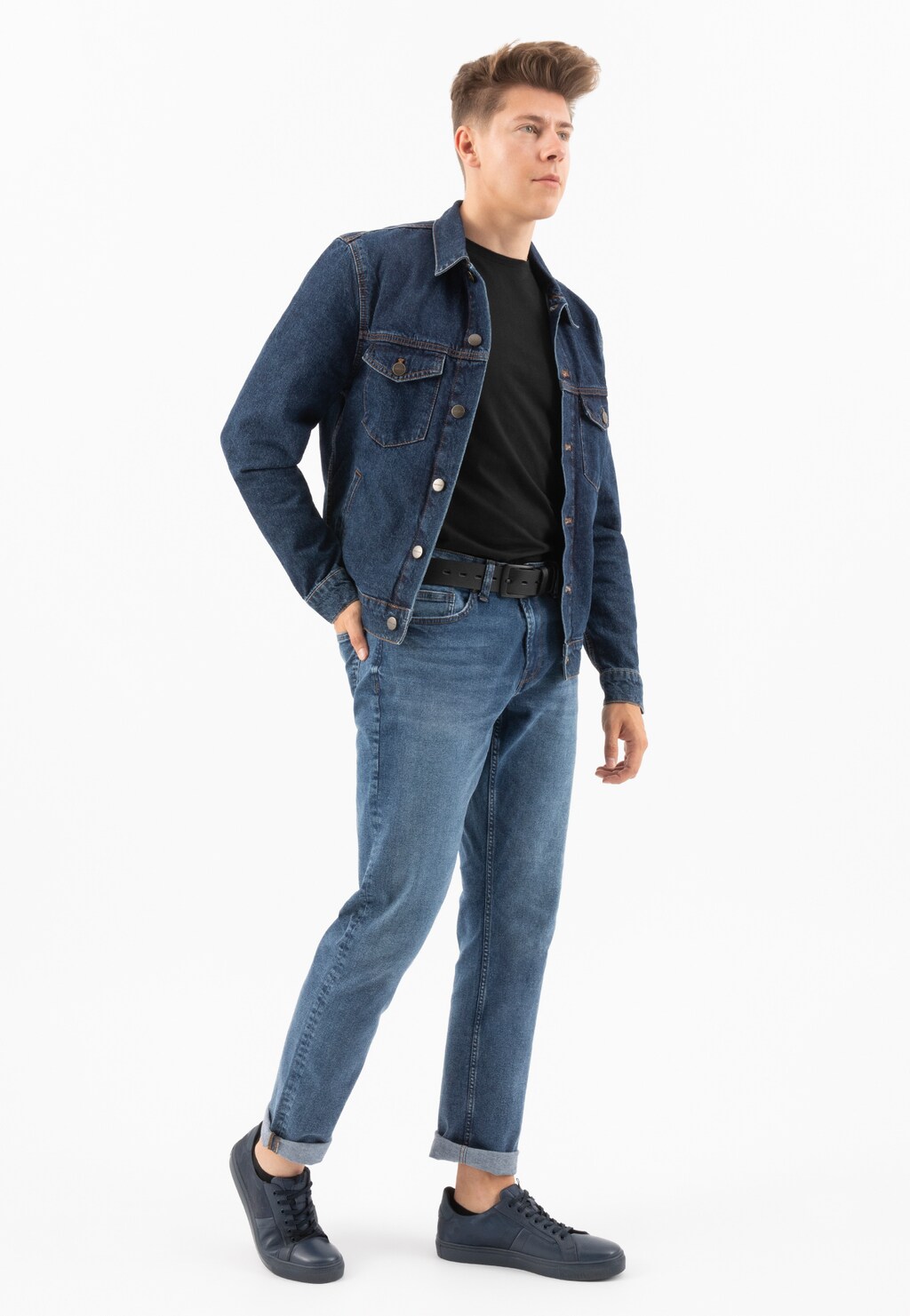 Pánske botasky z lícovej kože v minimalistickom štýle 10089-56 Widok 1