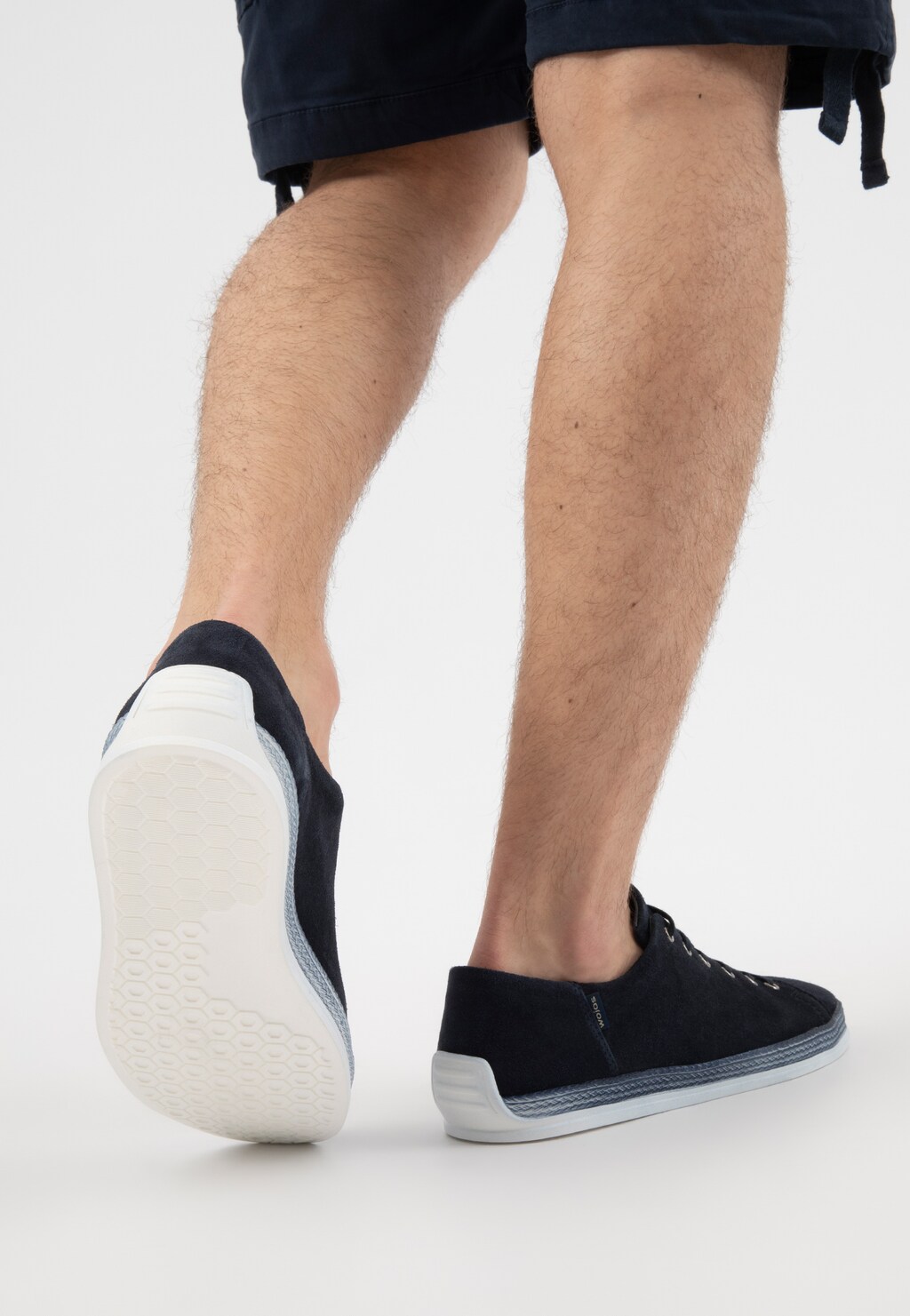 Granatowe półbuty męskie na wiosnę z dwoiny welurowej 10101-66 Widok 8