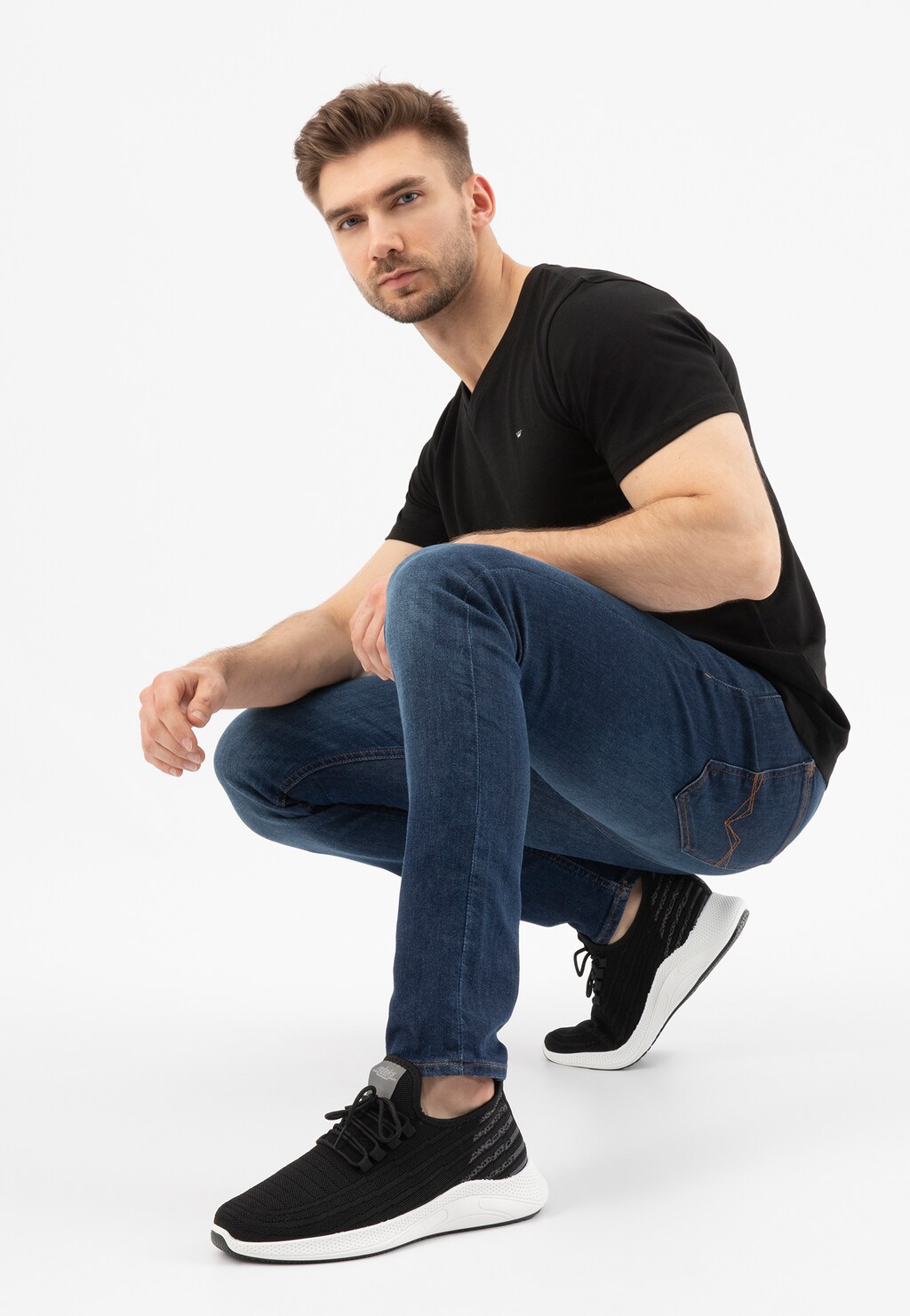 Czarne materiałowe sneakersy męskie RELAKS typu slip-on 10109-81 Widok 7