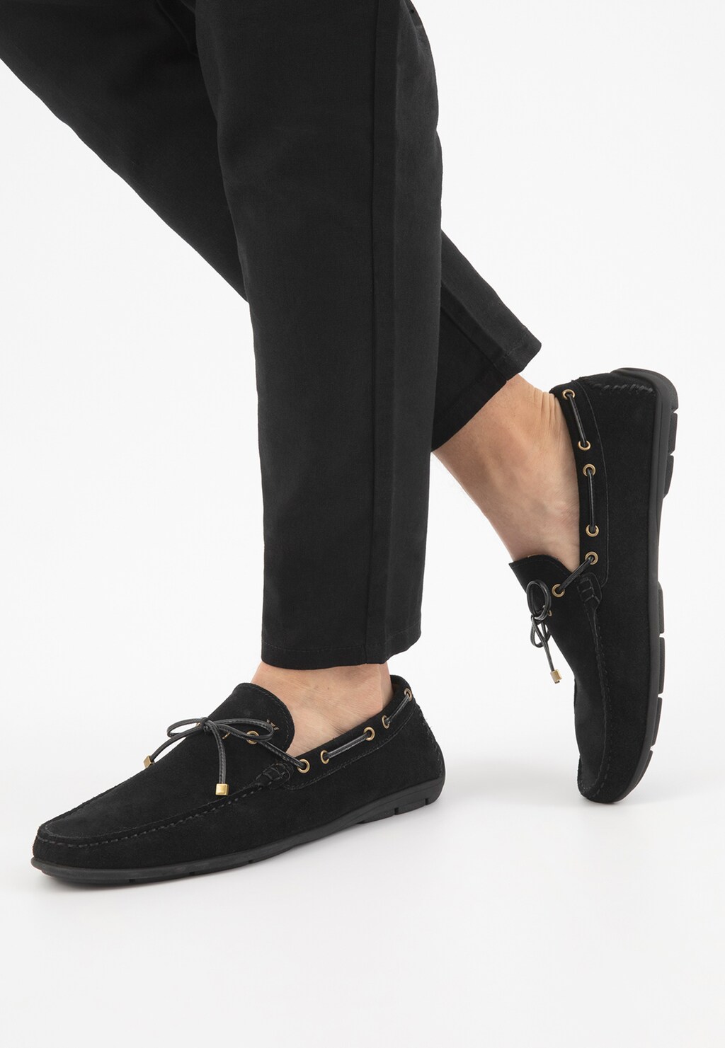 Półbuty męskie typu mokasyny w czarnej odsłonie  10107-61 Widok 7