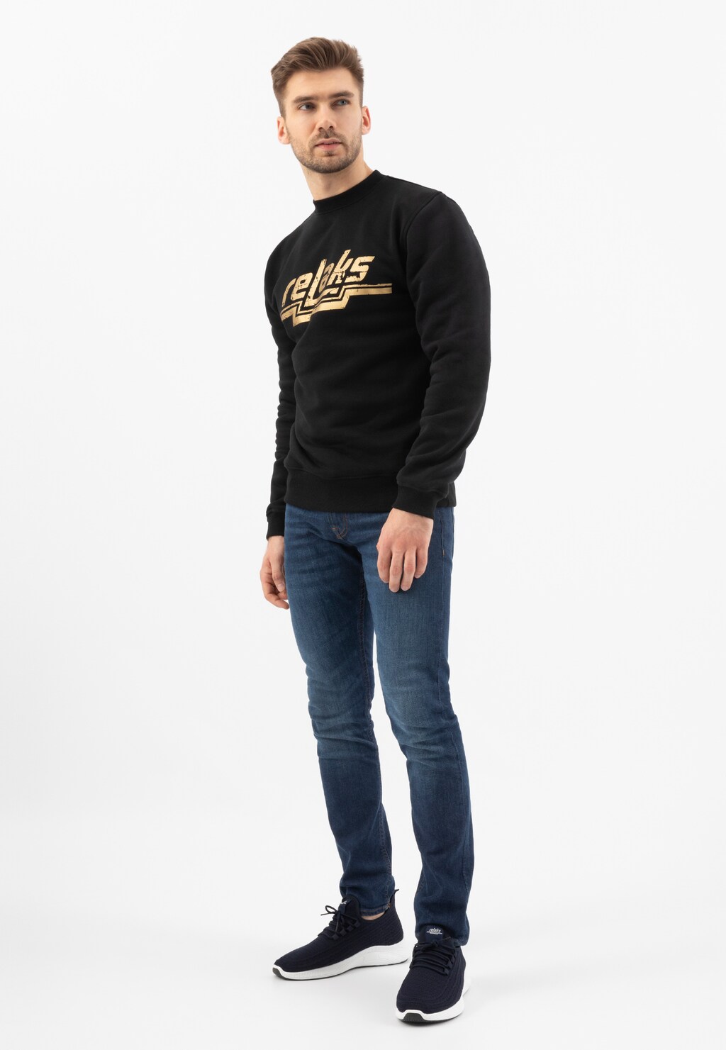 Granatowe wsuwane półbuty męskie RELAKS z materiału 10109-86 Widok 7