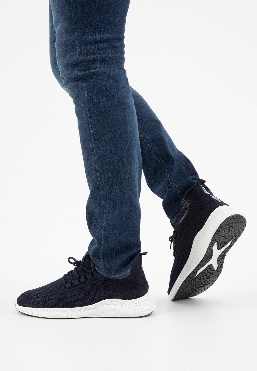 Granatowe wsuwane półbuty męskie RELAKS z materiału 10109-86 Widok 9