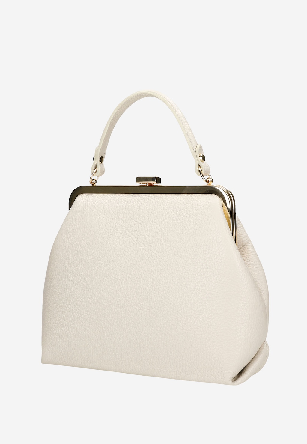 Beżowa torebka damska typu frame bag ze złotymi metalowymi elementami 80257-54 Widok 3