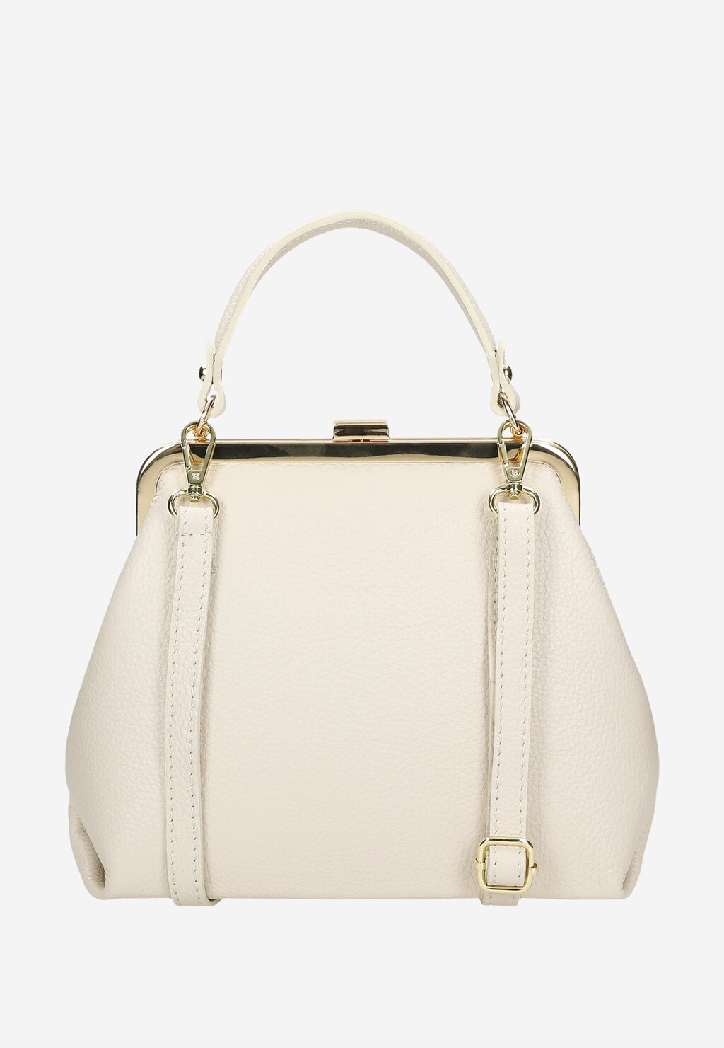 Beżowa torebka damska typu frame bag ze złotymi metalowymi elementami 80257-54 Widok 5