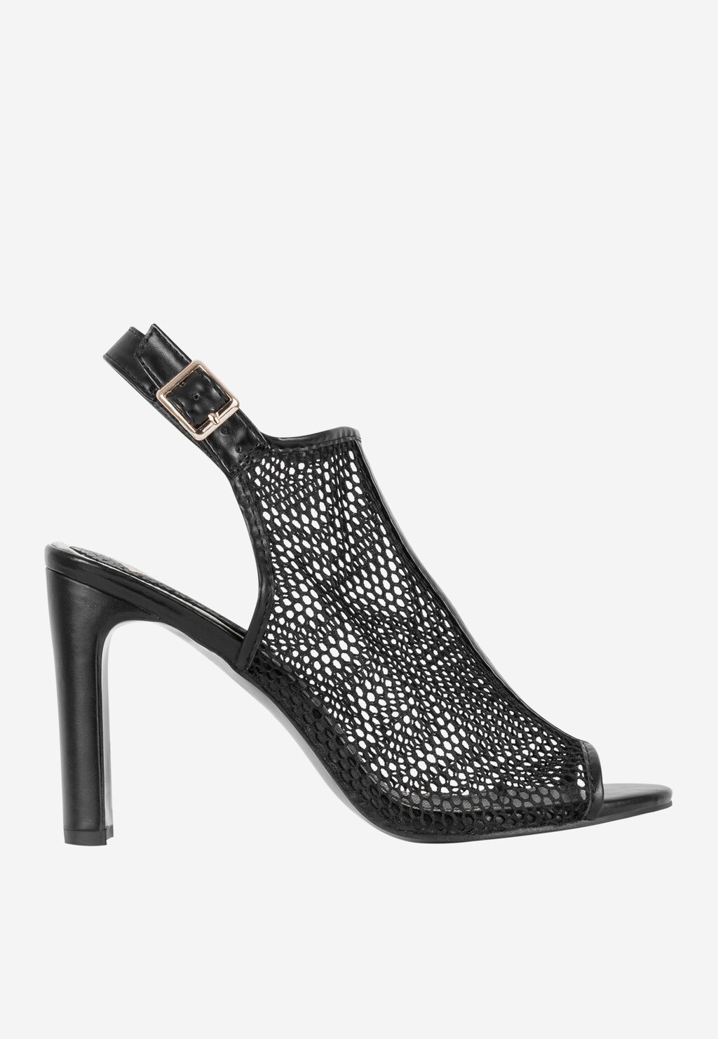 Czarne sandały damskie peep toe na obcasie  WJS64049-11 Widok 2