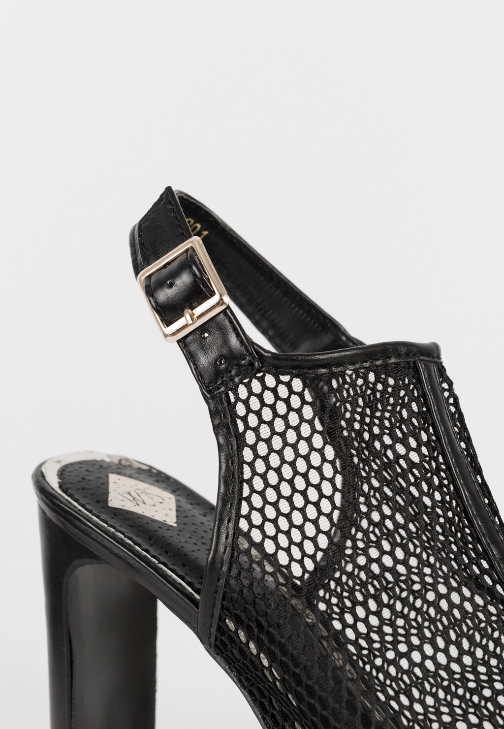 Czarne sandały damskie peep toe na obcasie  WJS64049-11 Widok 5