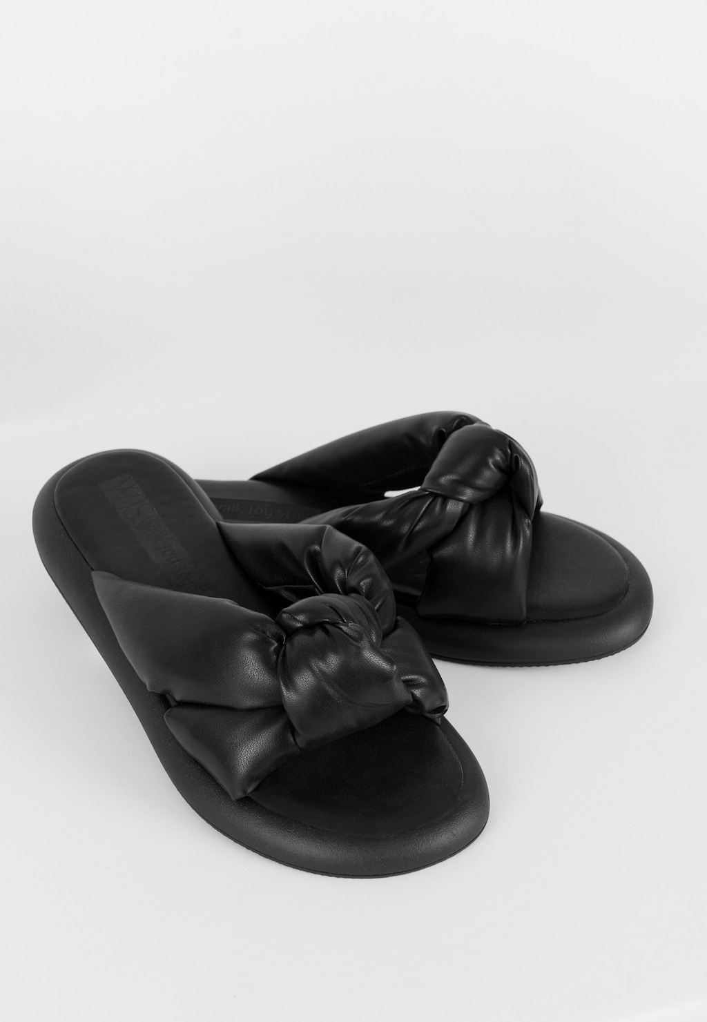 WJS czarne klapki damskie z węzłem na paskach WJS71041-51 Widok 4