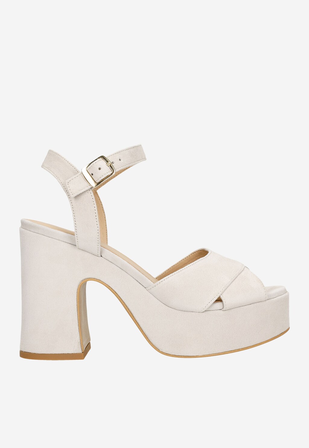 Béžové dámské sandály na širokém podpatku 76083-64 Widok 2