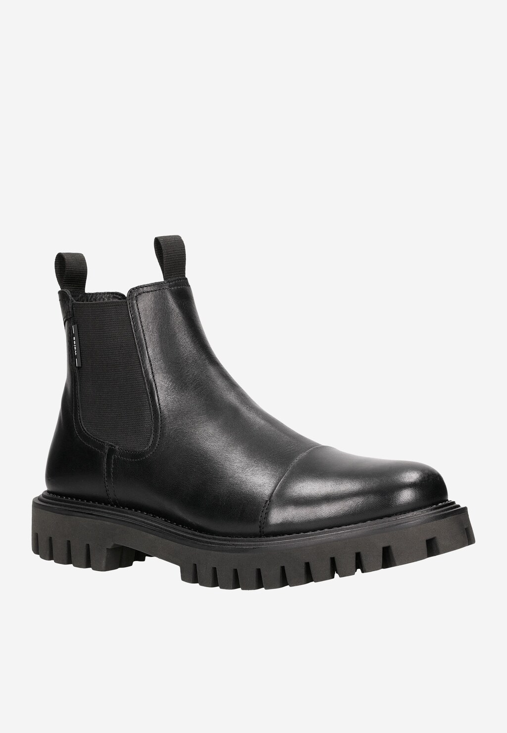 Czarne skórzane sztyblety męskie z podeszwą na bieżniku 20020-51 Widok 3