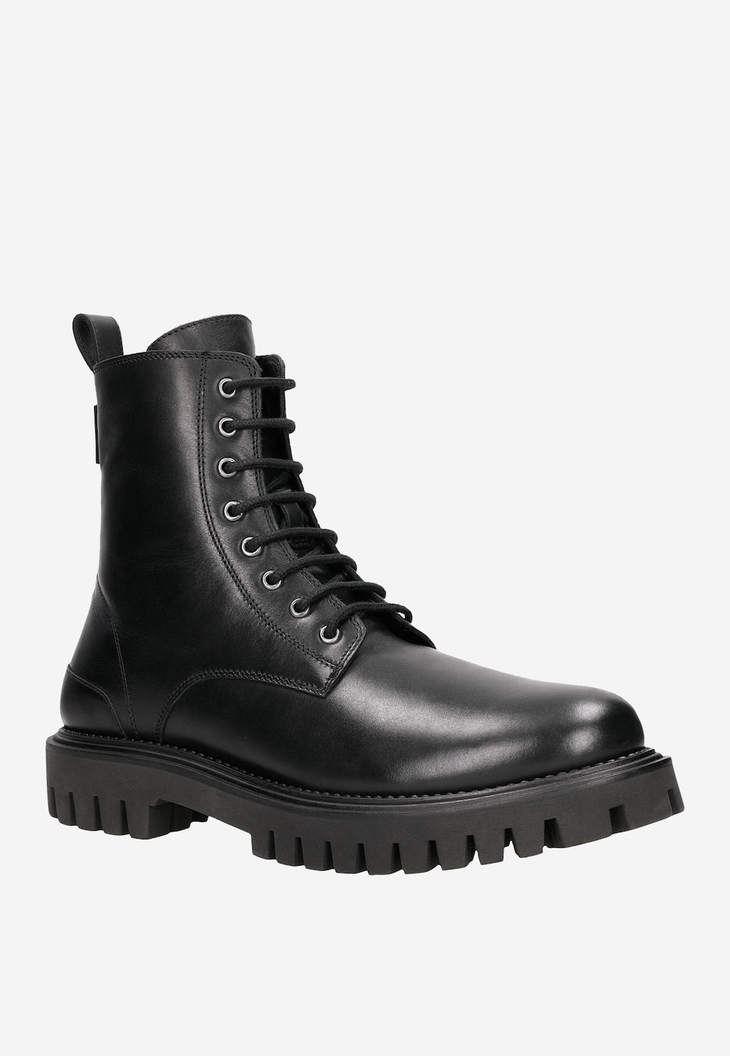 Czarne jesienne bikery męskie ze skóry licowej 24060-51 Widok 3