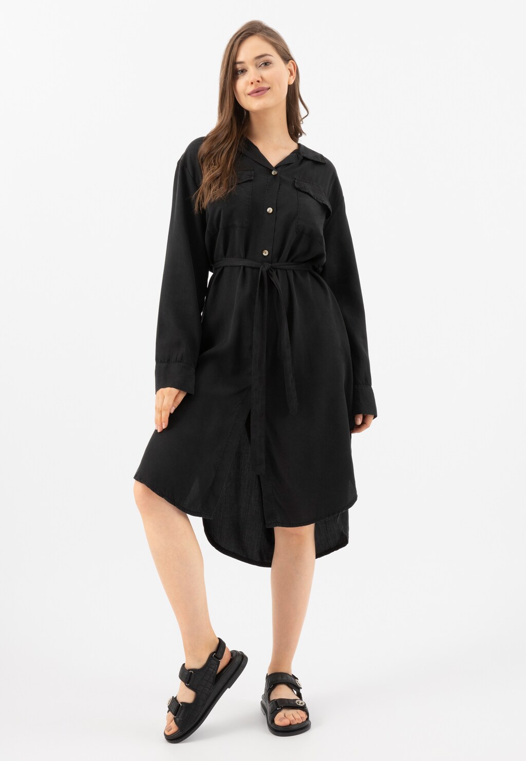 Designové černé letní dámské sandály na podpatku 76117-51 Widok 9