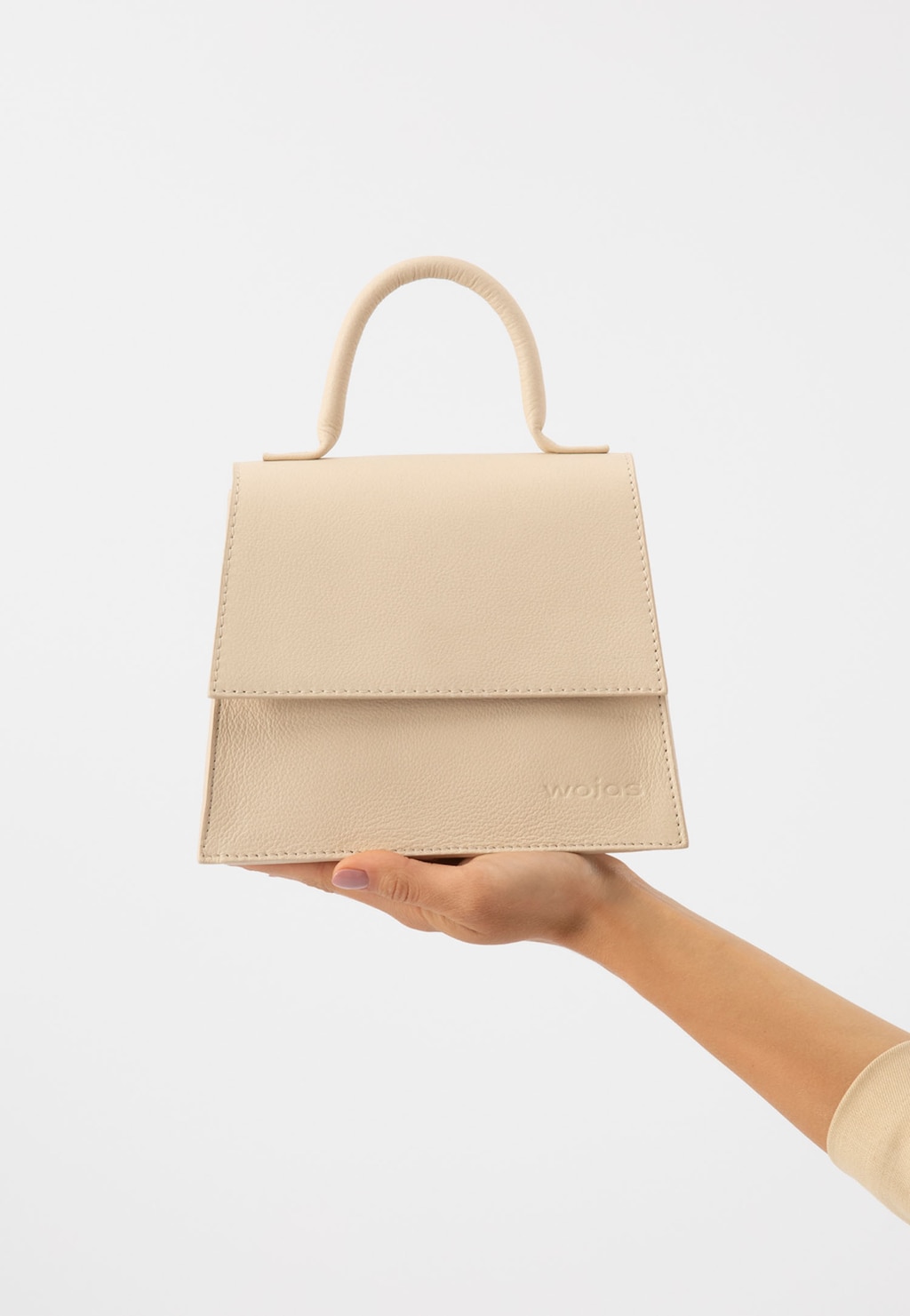 Mała elegancka beżowa torebka damska ze skóry licowej 80255-54 Widok 8