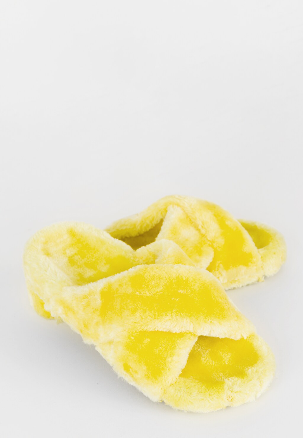 WJS żółte kapcie damskie z przeplatanymi paskami WJS39001-18 Widok 4