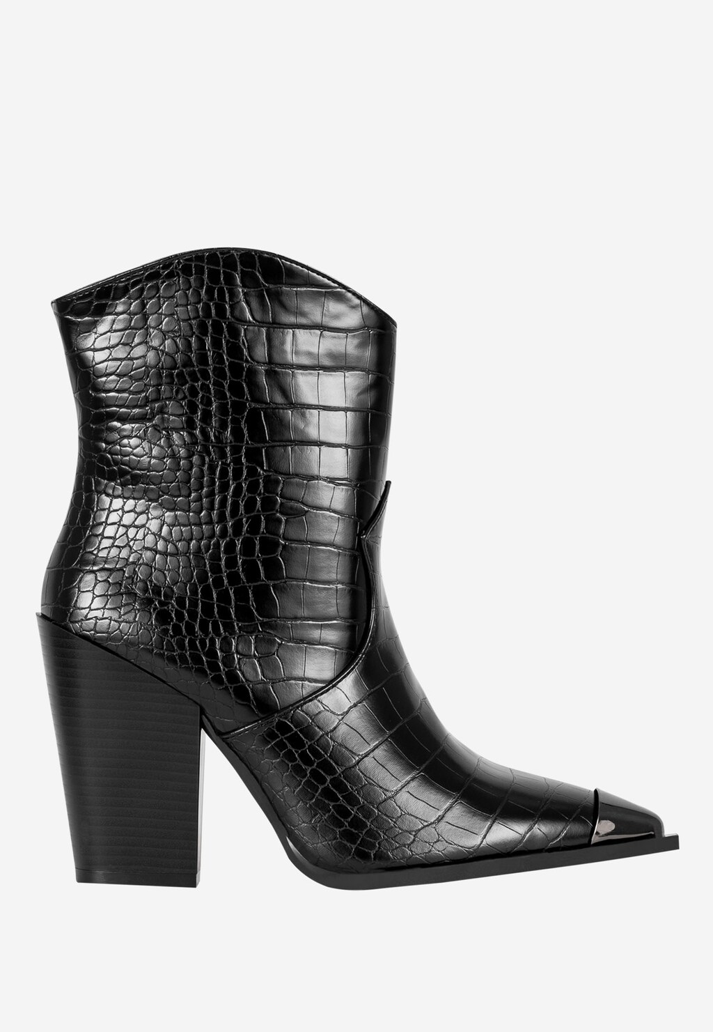 WJS czarne kowbojki damskie z tłoczeniem w skórę krokodyla WJS46064-51 Widok 2