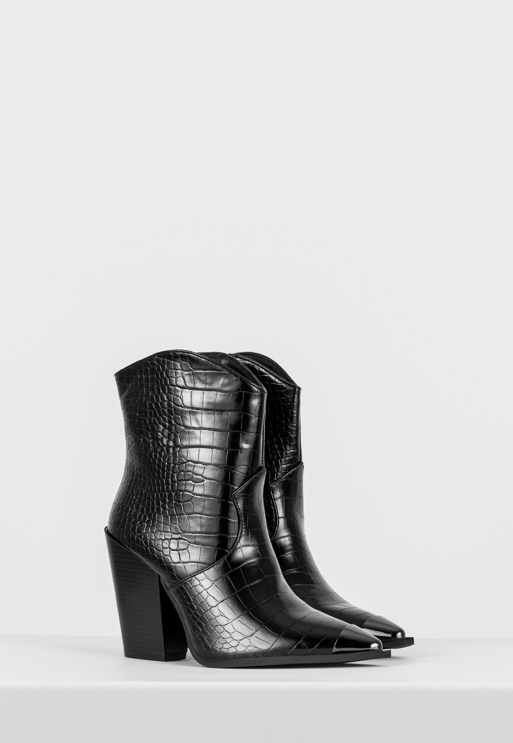 WJS czarne kowbojki damskie z tłoczeniem w skórę krokodyla WJS46064-51 Widok 3