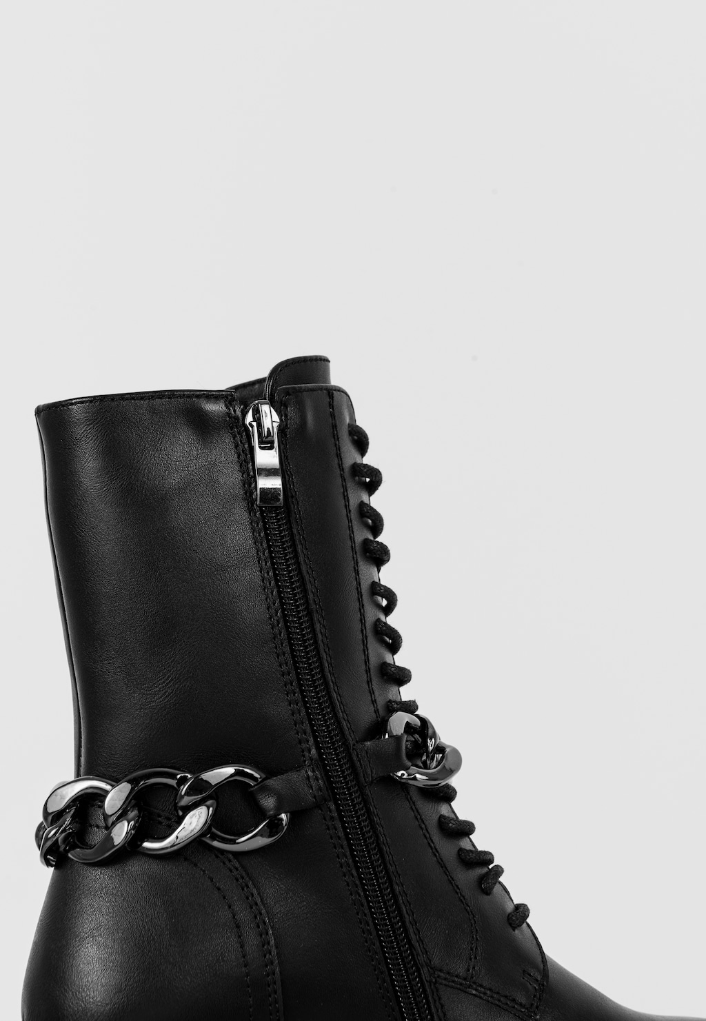 WJS czarne trzewiki damskie z ekoskóry z łańcuchem WJS55032-51 Widok 5