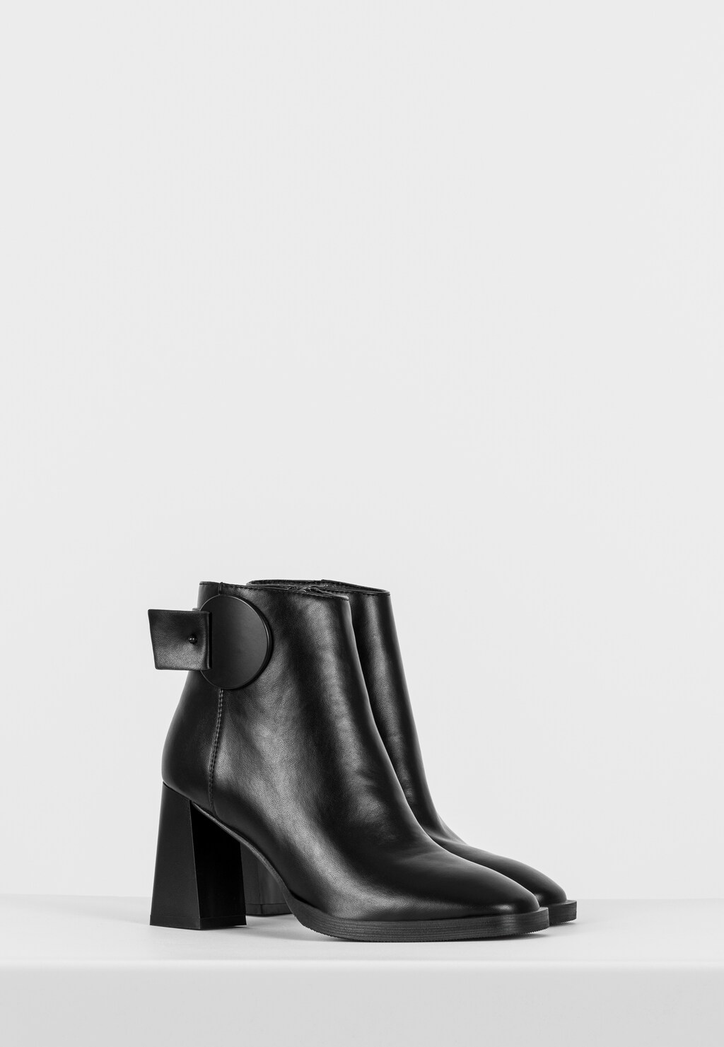 WJS czarne botki na oryginalnym obcasie  WJS46048-51 Widok 3