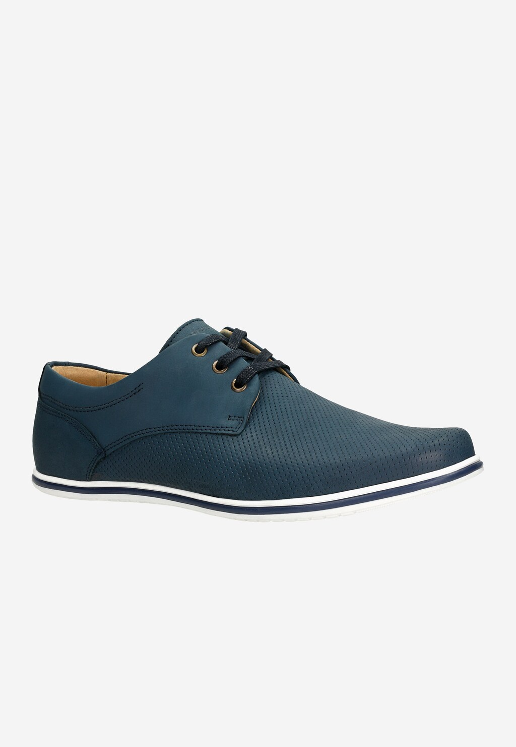 Granatowe nubukowe półbuty męskie 10019-05 Widok 2