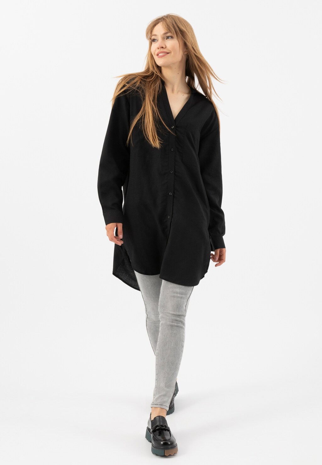 Oryginalne czarne mokasyny damskie z kolorową podeszwą 46177-31 Widok 7