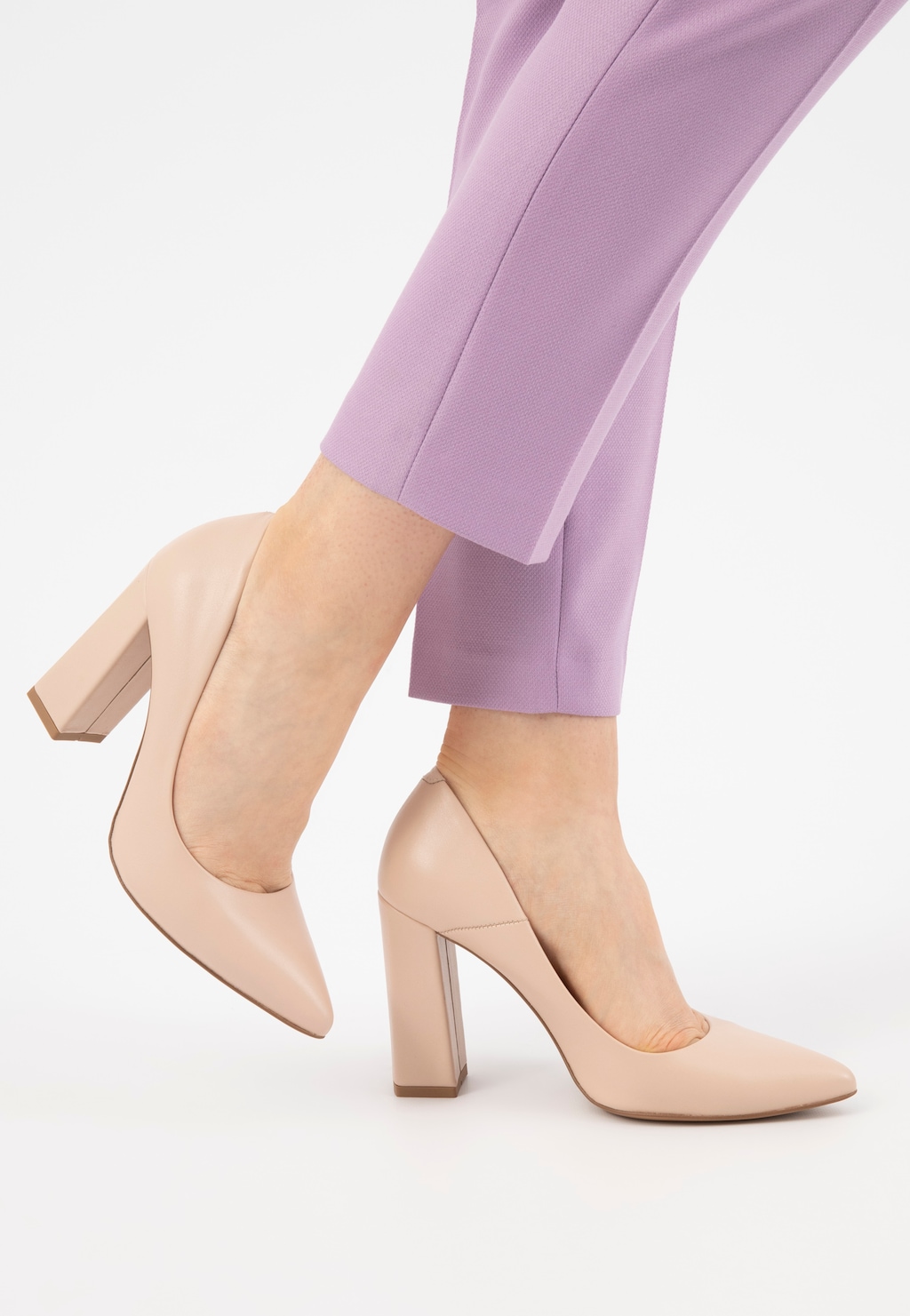 Stylové lodičky dámské z béžové lícové kůže 7381-54 Widok 8