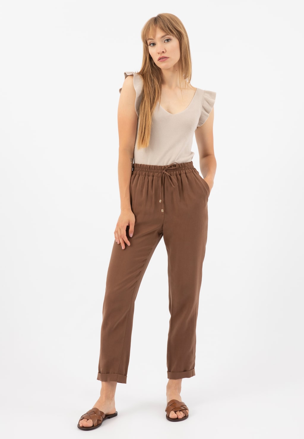 Pohodlné kožené letné šľapky dámske na každý deň 74025-53 Widok 7