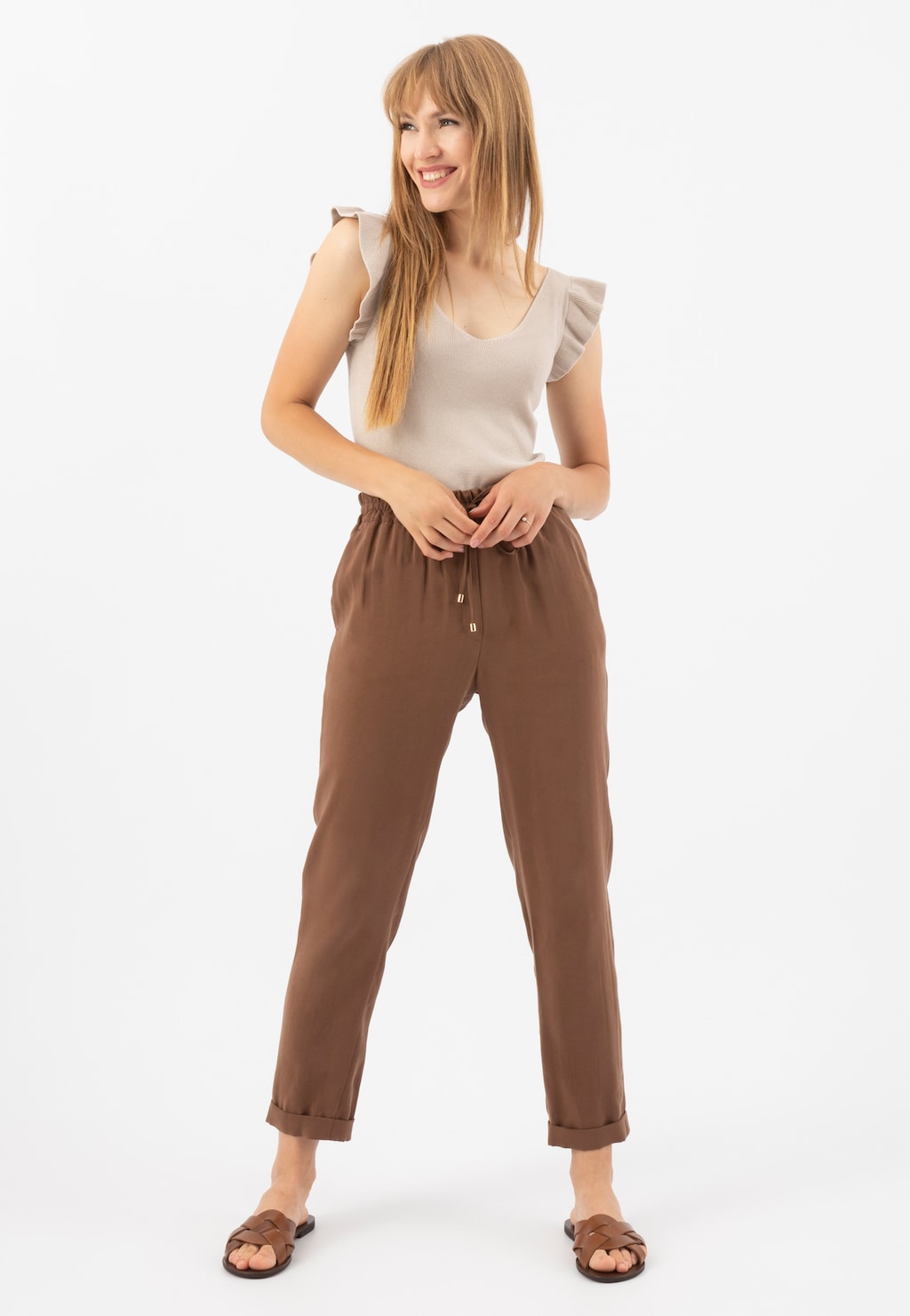 Pohodlné kožené letné šľapky dámske na každý deň 74025-53 Widok 9