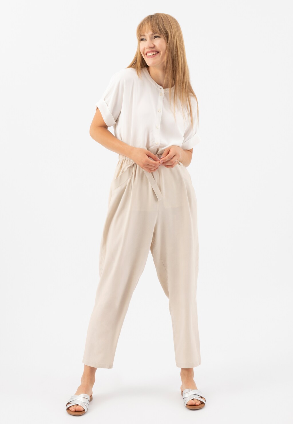 Elegantní stříbrné dámské pantofle z přírodní velurové kůže 74089-57 Widok 7