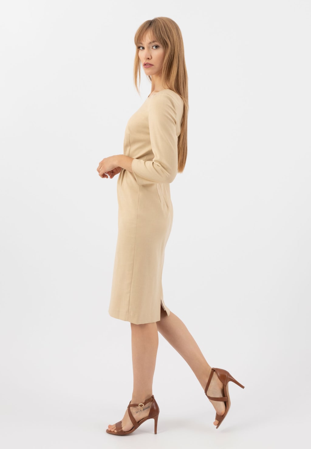 Jasnobrązowe sandały damskie na szpilce 76003-53 Widok 1