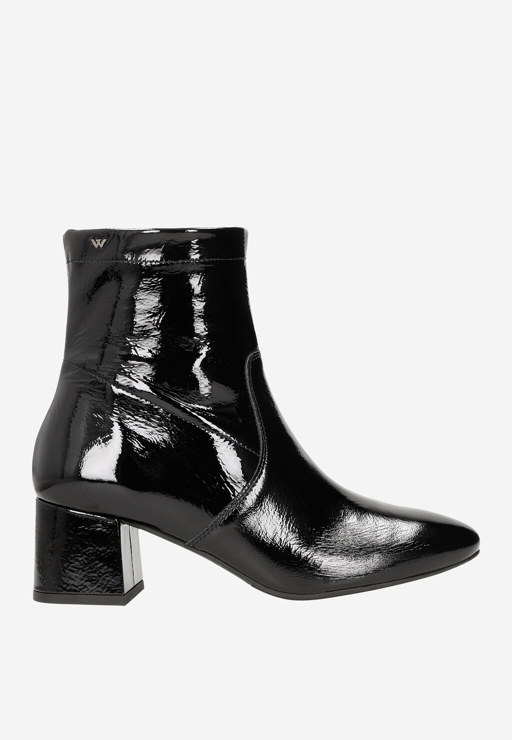 Czarne lakierowane botki damskie na obcasie 55094-31 Widok 2