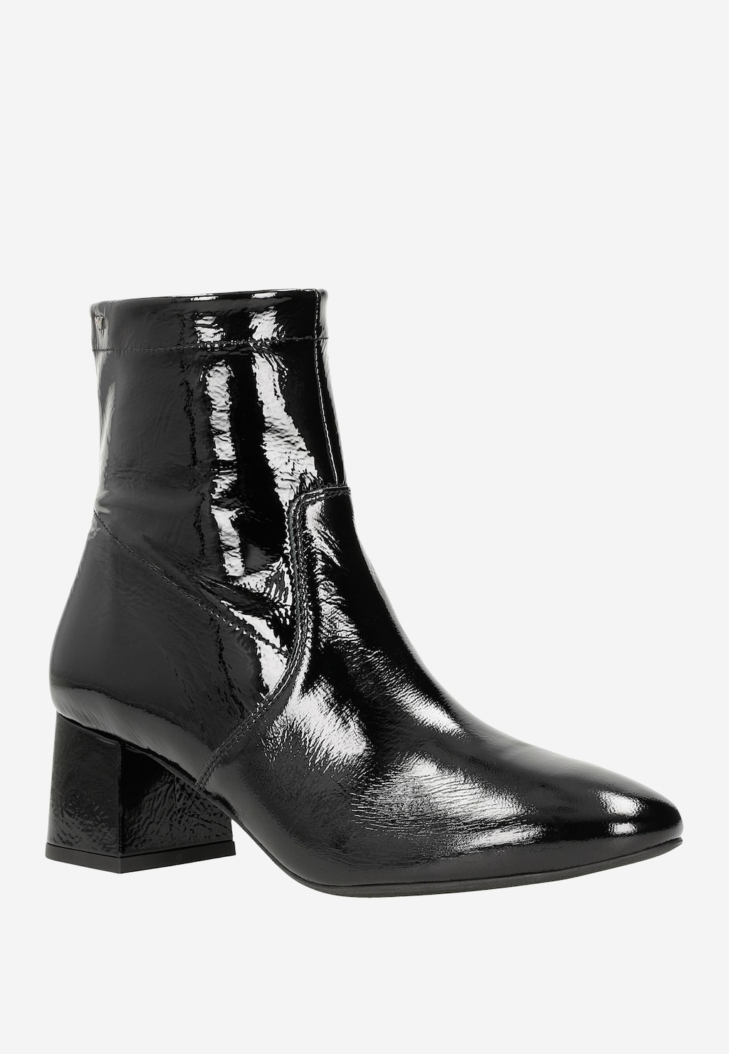 Czarne lakierowane botki damskie na obcasie 55094-31 Widok 3