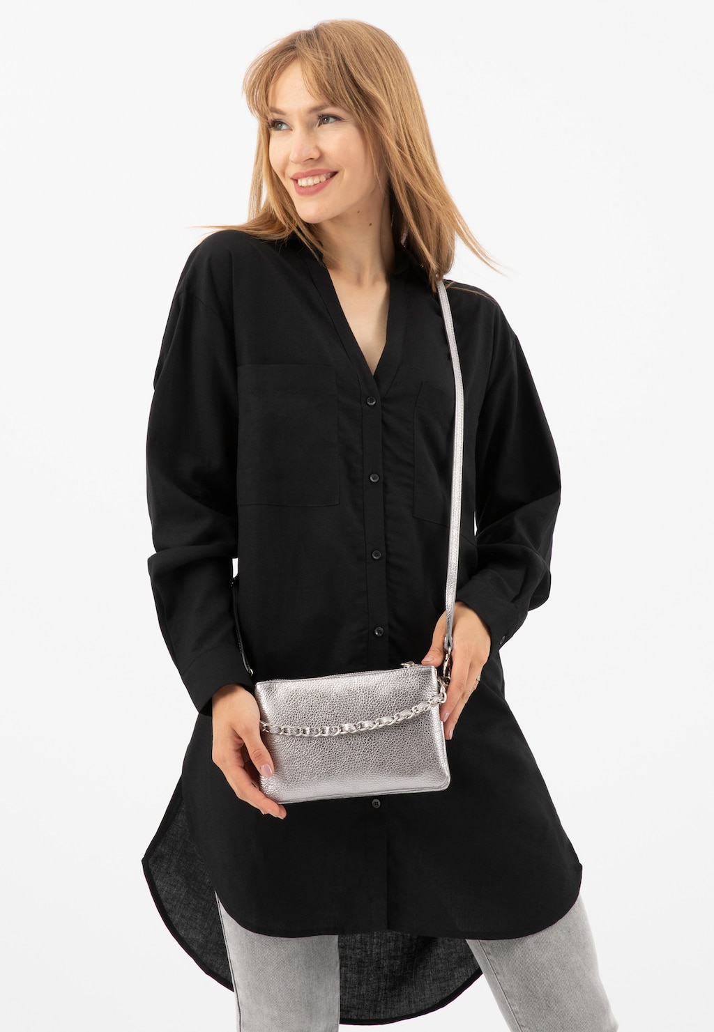 Mała torebka damska w kolorze ciemnego srebra 80116-59 Widok 1