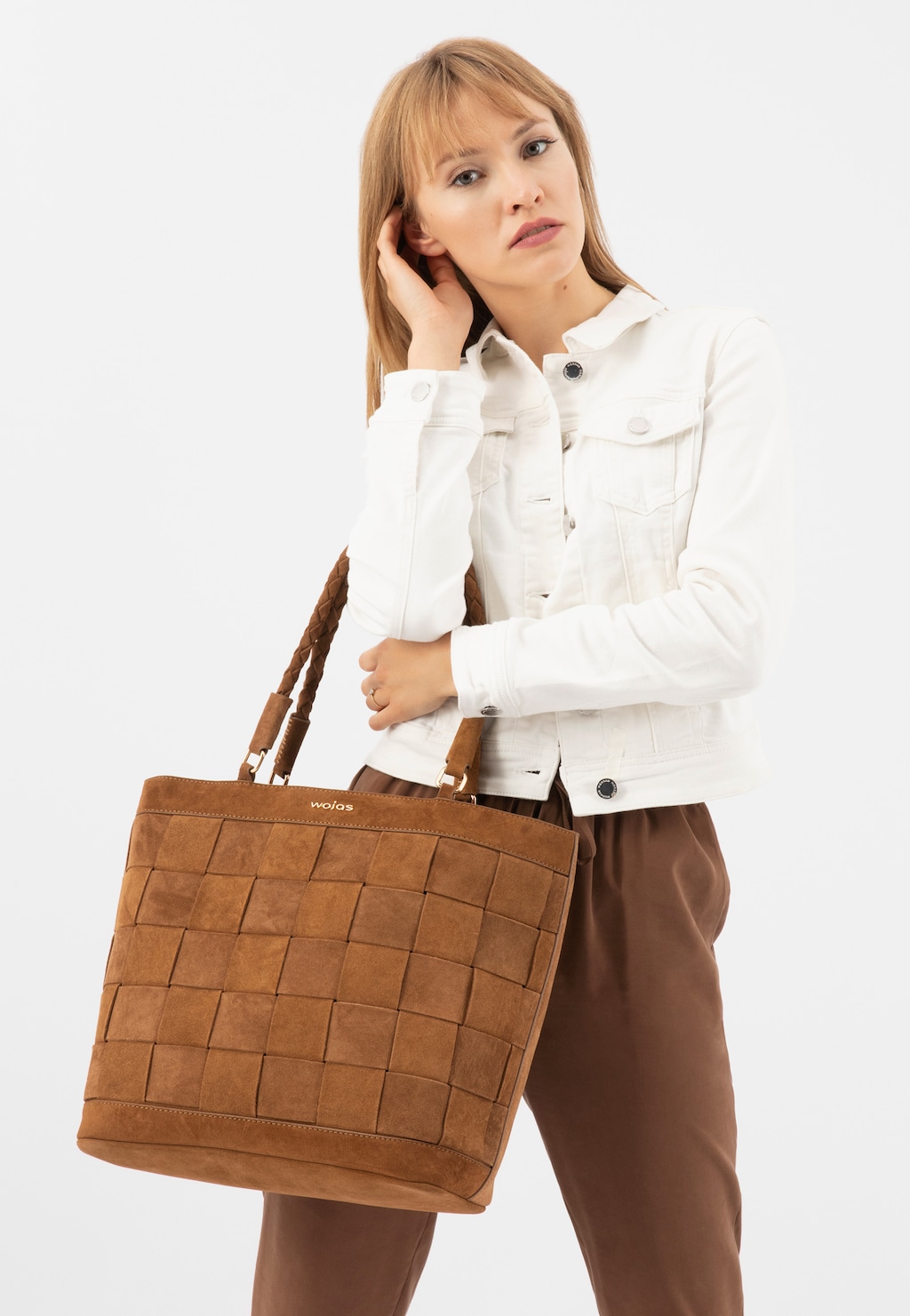 Velká hnědá dámská kabelka z velurové kůže 80224-63 Widok 7