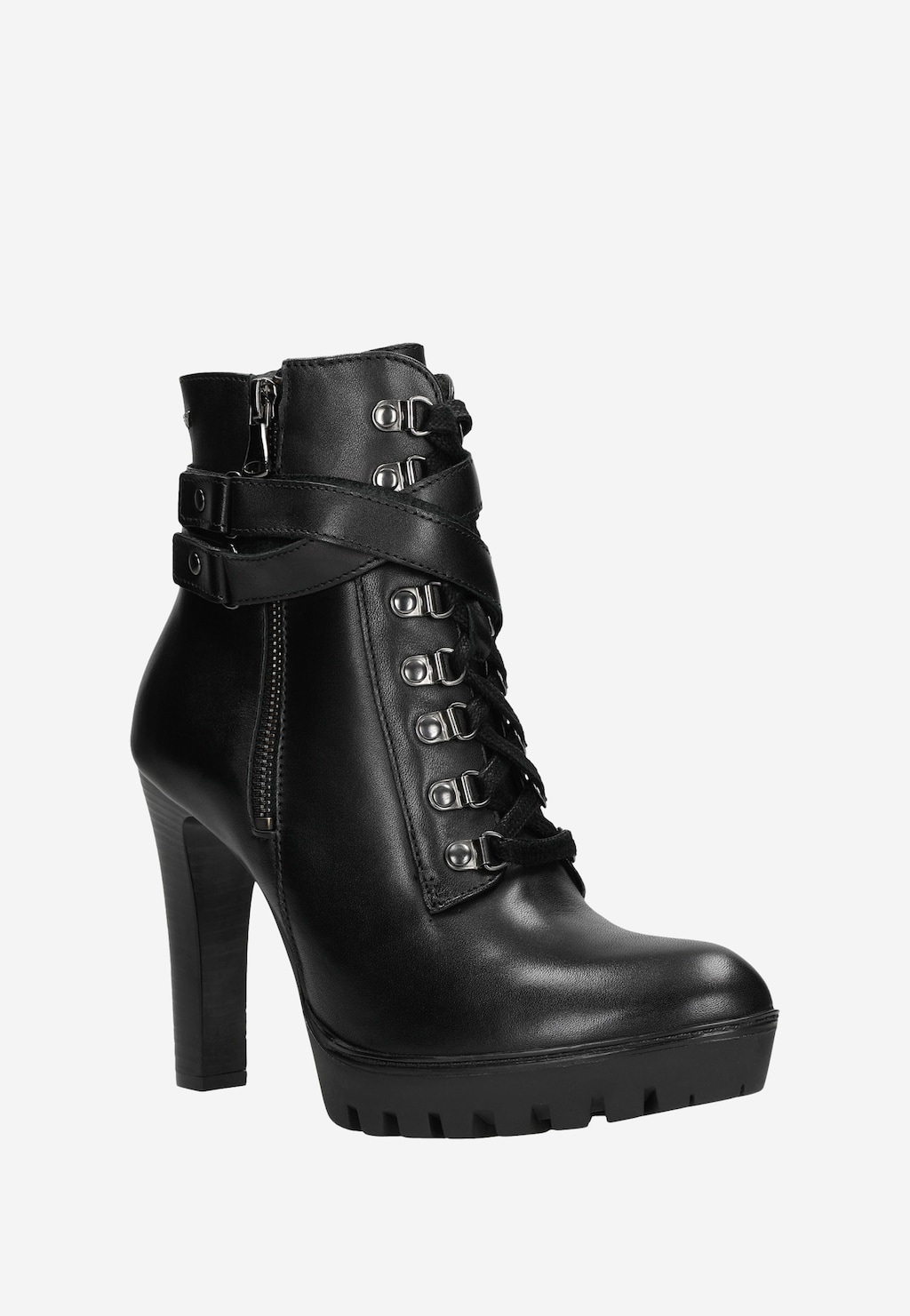 Extravagantné členkové čižmy na podpätku so šnurovaním 64011-51 Widok 2