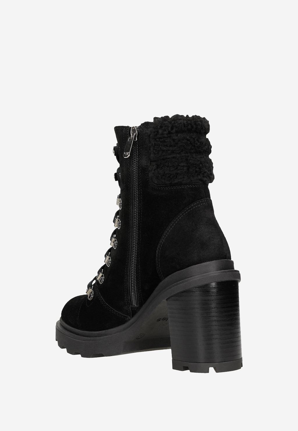 Czarne ocieplane trzewiki damskie na słupku 64102-61 Widok 4