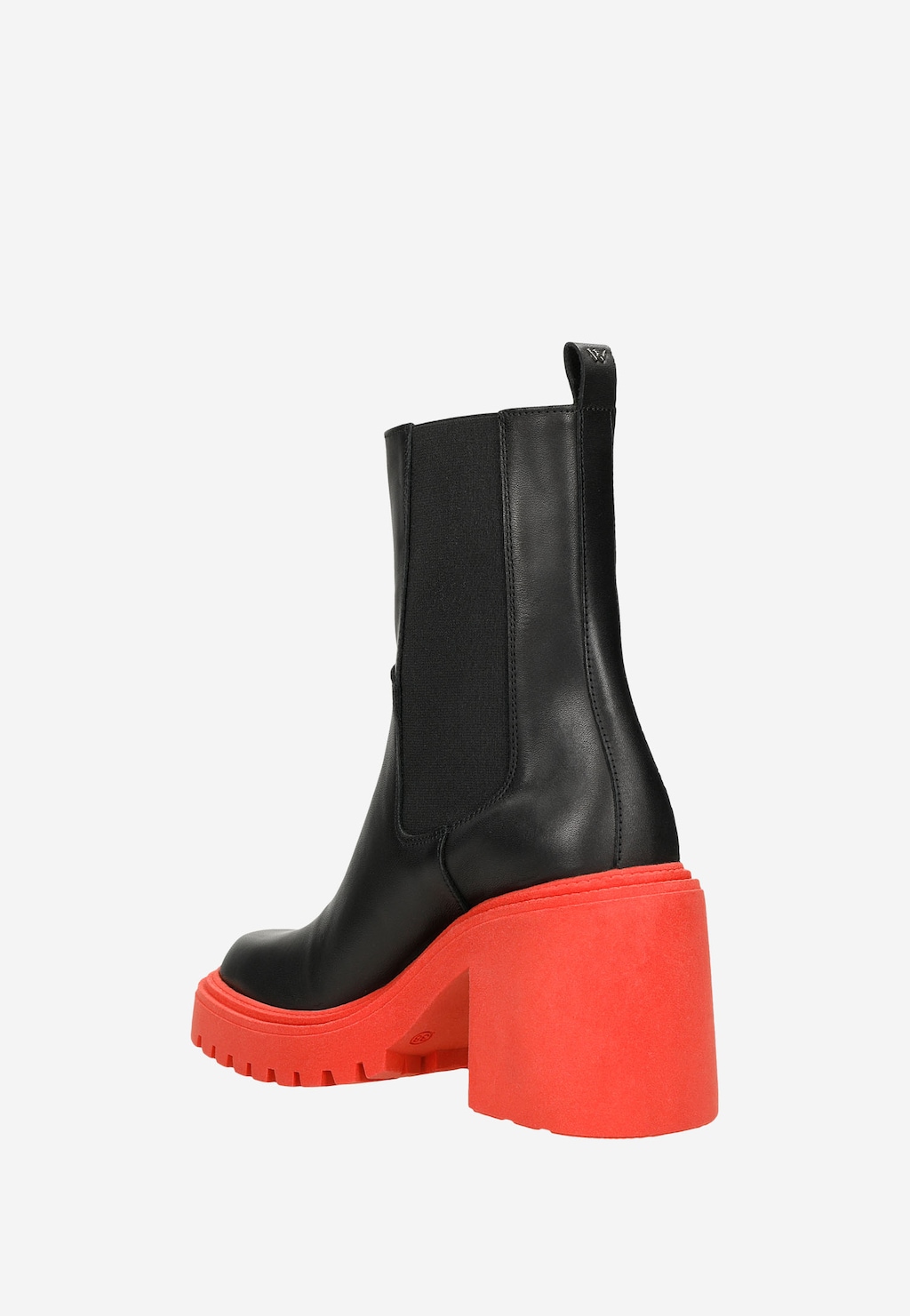 Czarne botki damskie na szerokim obcasie z czerwoną podeszwą 55153-51 Widok 4