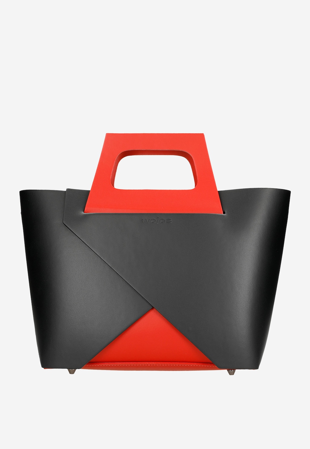 Czarna designerska torebka kuferek z czerwonymi elementami 80322-51 Widok 2