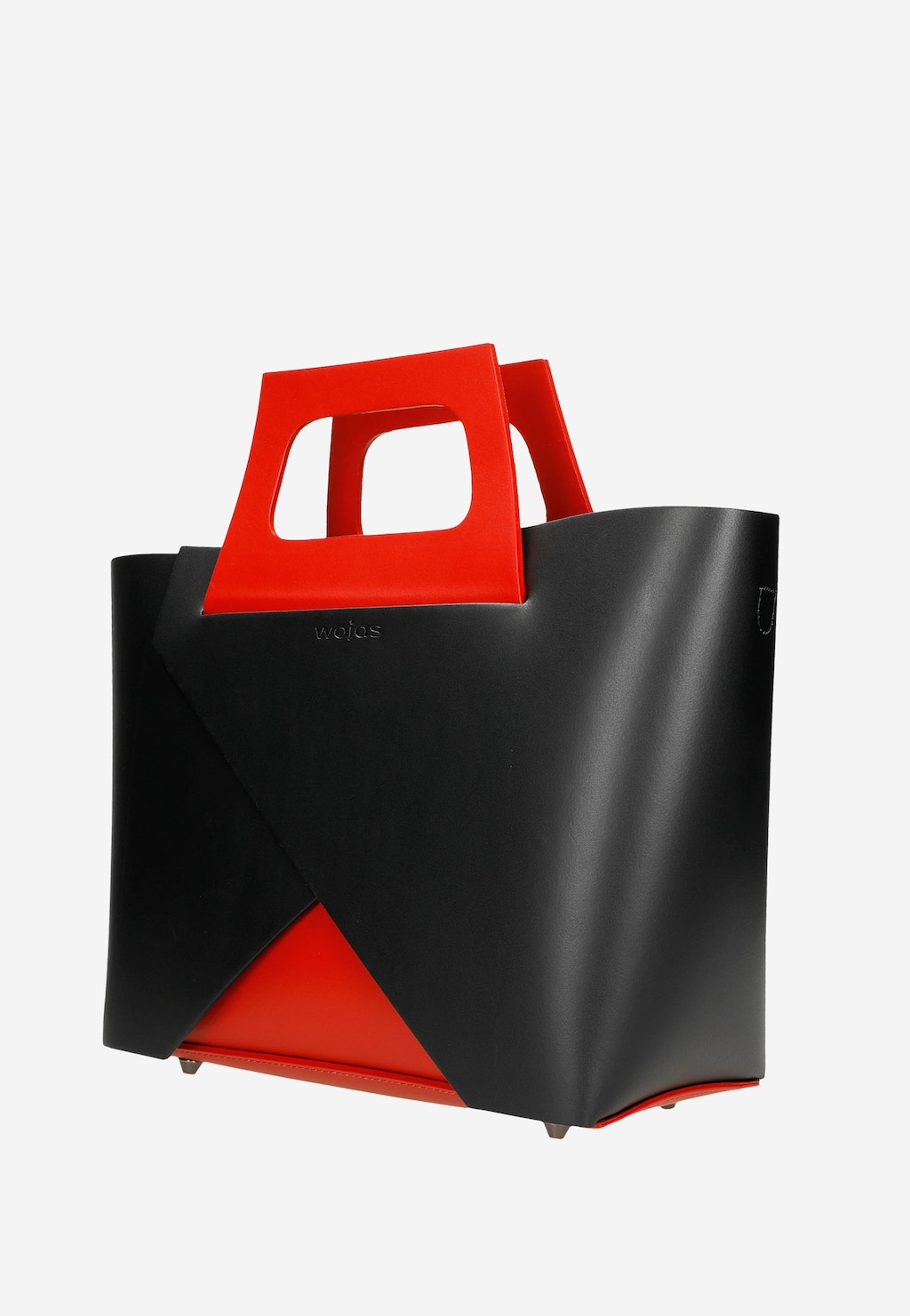 Czarna designerska torebka kuferek z czerwonymi elementami 80322-51 Widok 3