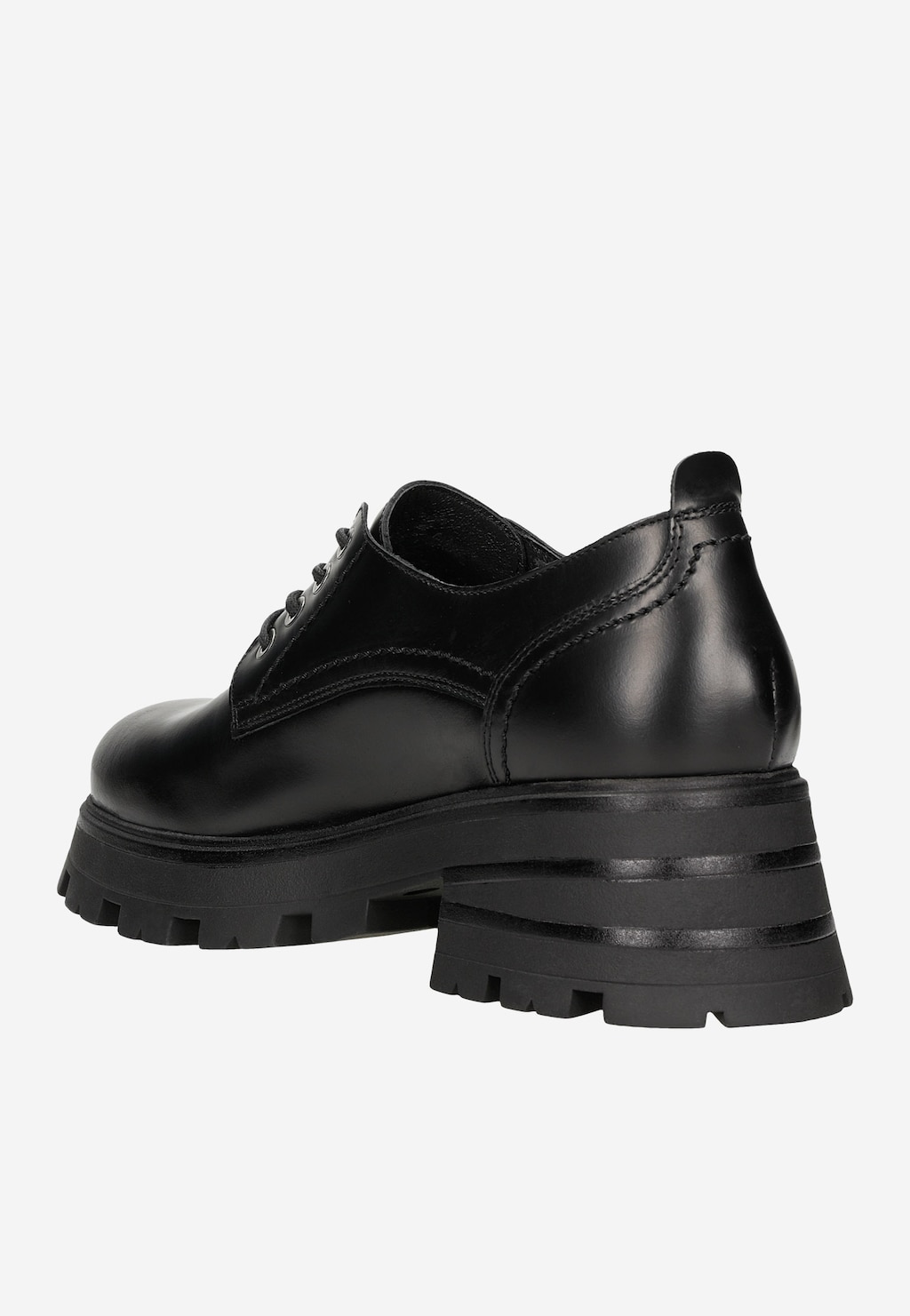 Czarne skórzane półbuty damskie na masywnej podeszwie 46191-51 Widok 4
