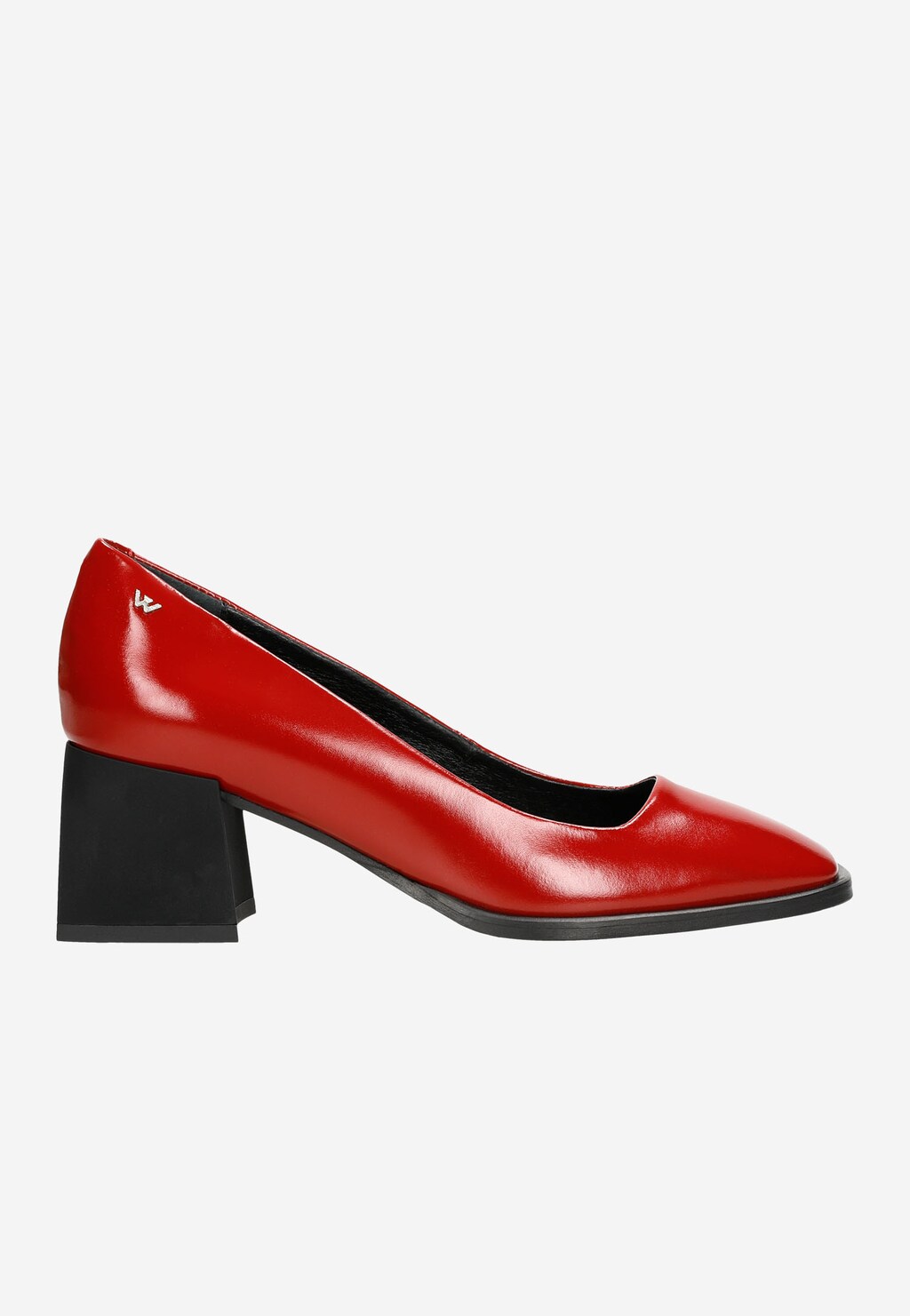 Czerwone czółenka damskie na szerokim obcasie z czarną podeszwą 35076-55 Widok 2