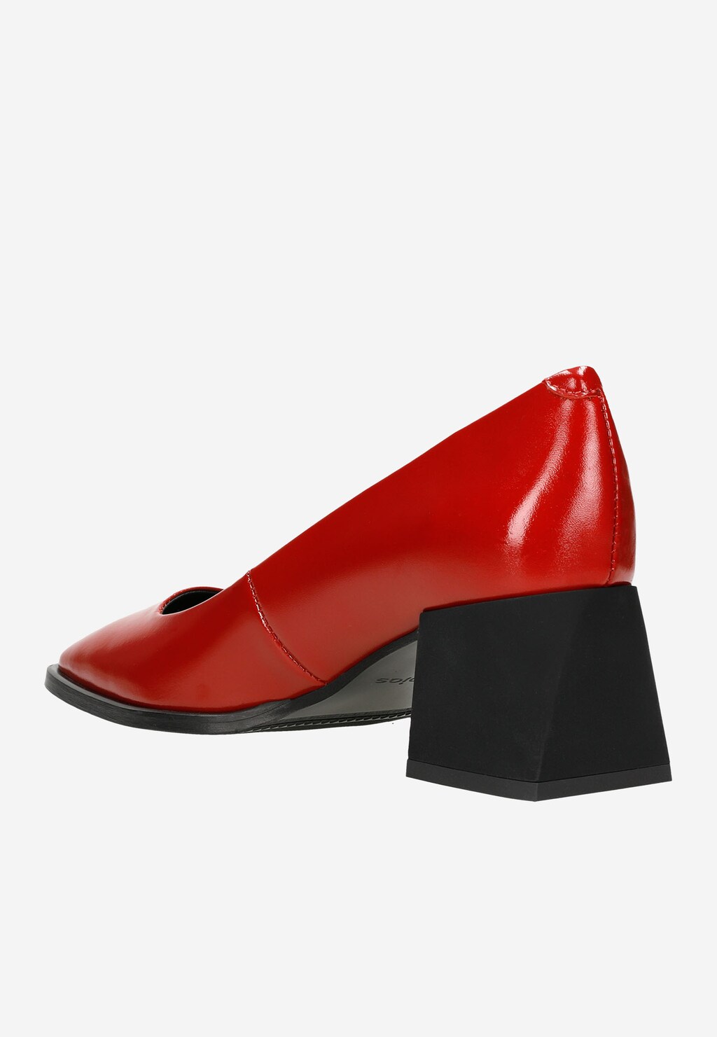 Czerwone czółenka damskie na szerokim obcasie z czarną podeszwą 35076-55 Widok 4