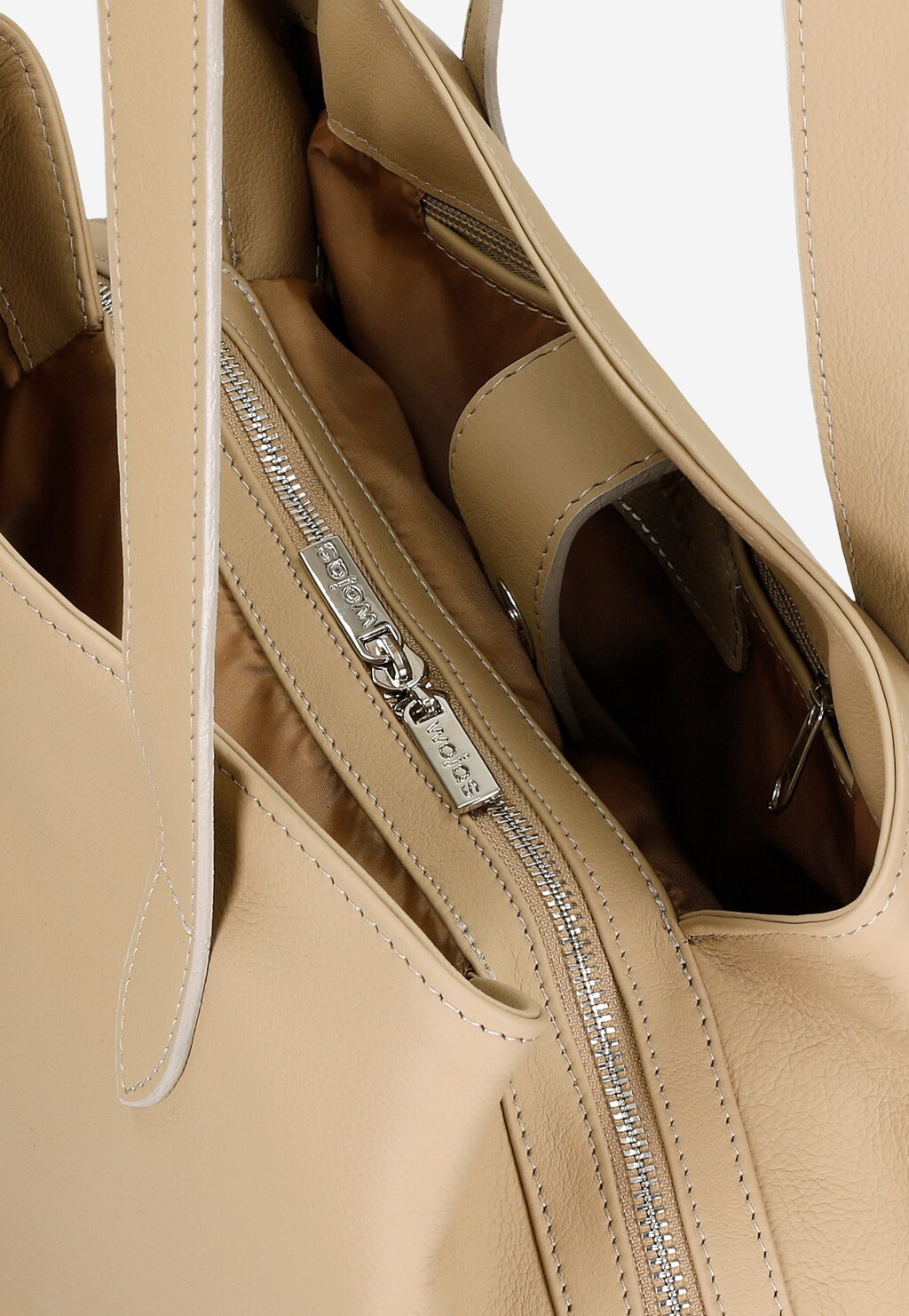 Béžové veľké dámske kabelky z kože ku každému outfitu 80178-54 Widok 5
