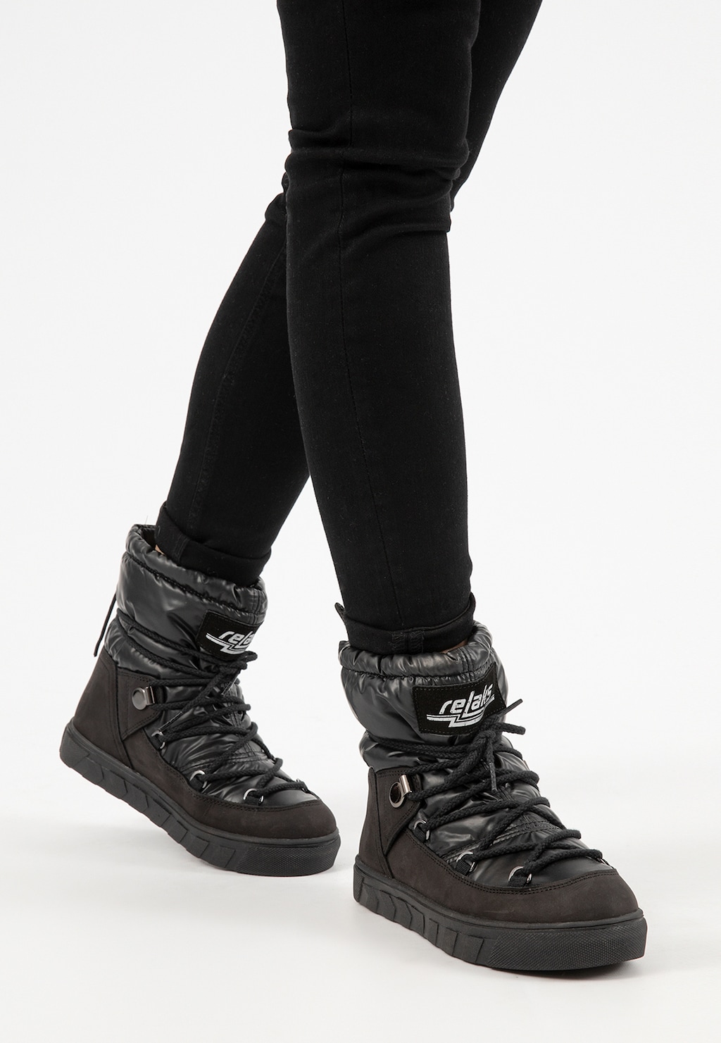 Čierne šnurovacie dámske snehule RELAKS R55122-81 Widok 8